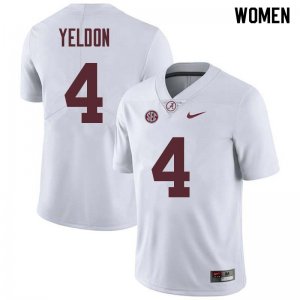 NCAA Women's Alabama Crimson Tide #4 T.J. Yeldon Stitched College Nike Authentic White Football Jersey TB17T56YE